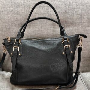 Kattee Genuine Cowhide Pebbled Leather Multi Compartment Work Travel Tote Bag